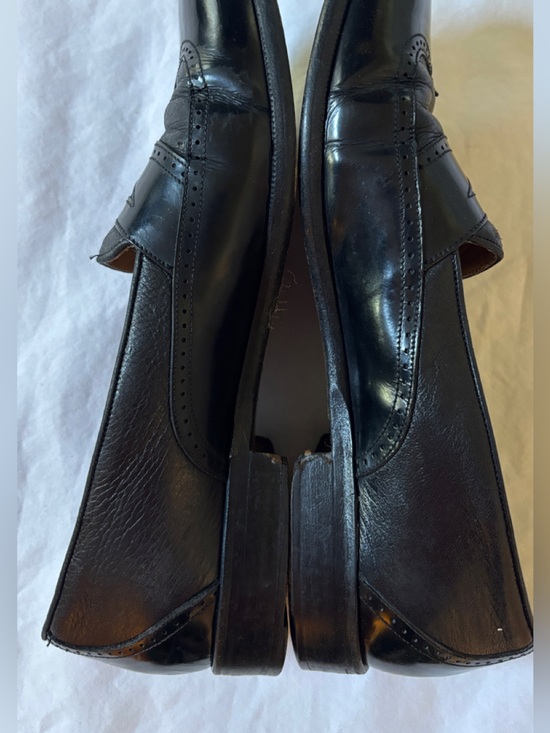Stamati Mastroianni Black Leather Penny Loafers Wingtip Brogue 9.5 M Italy main image 9